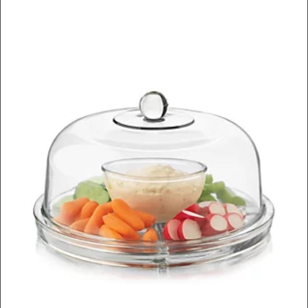 Glass cake stand & dome / appetizer dish